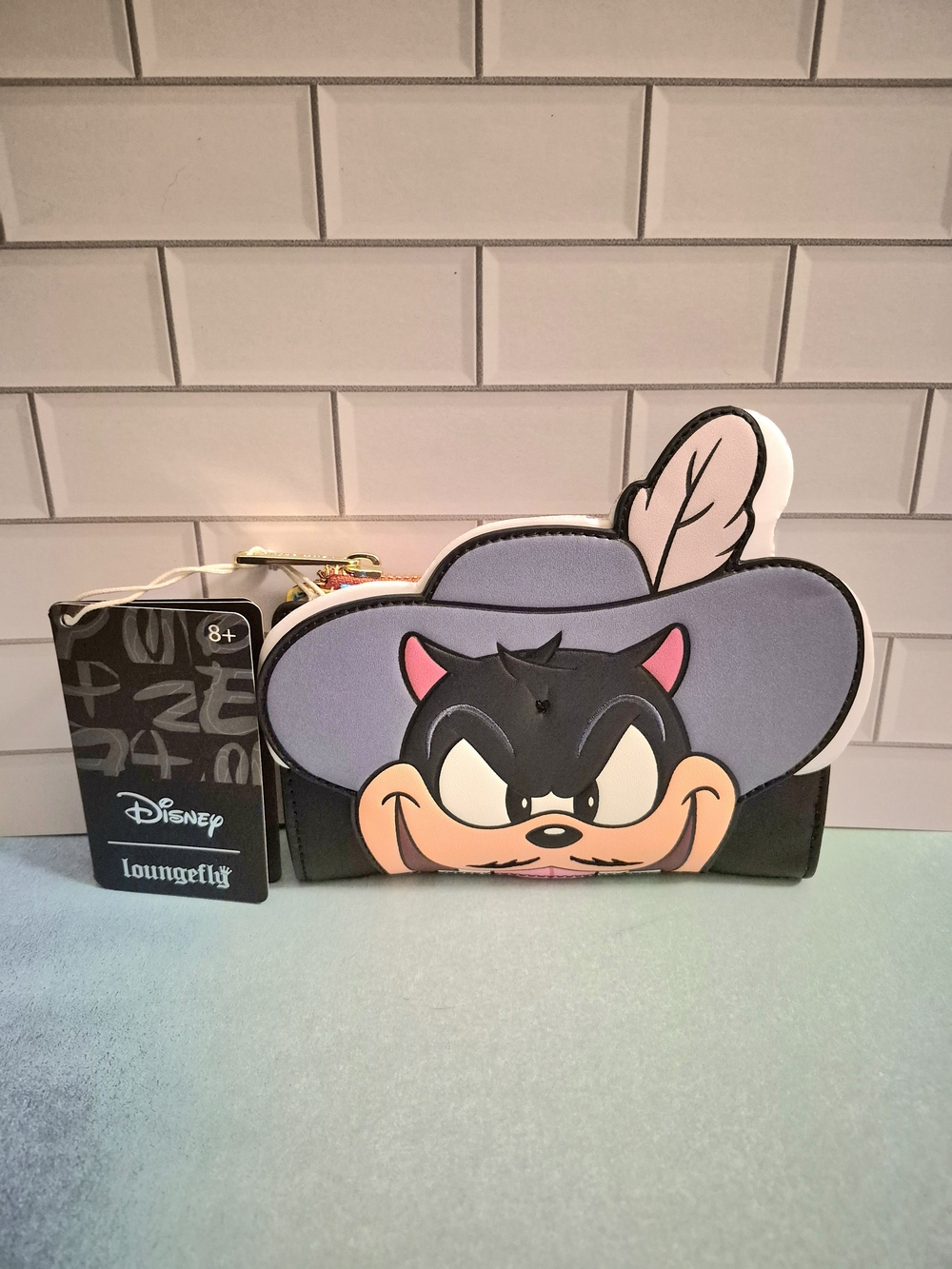 Loungefly Disney Fiendish Cat Wallet in Lavender, Black and Pink